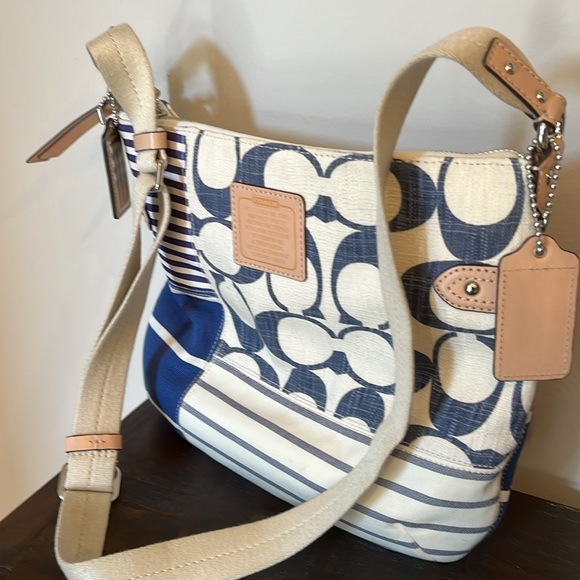 $358 Coach patchwork Daisy convertible striped Shoulder Bag Handbag 23963 F23963 - Picture 2 of 8